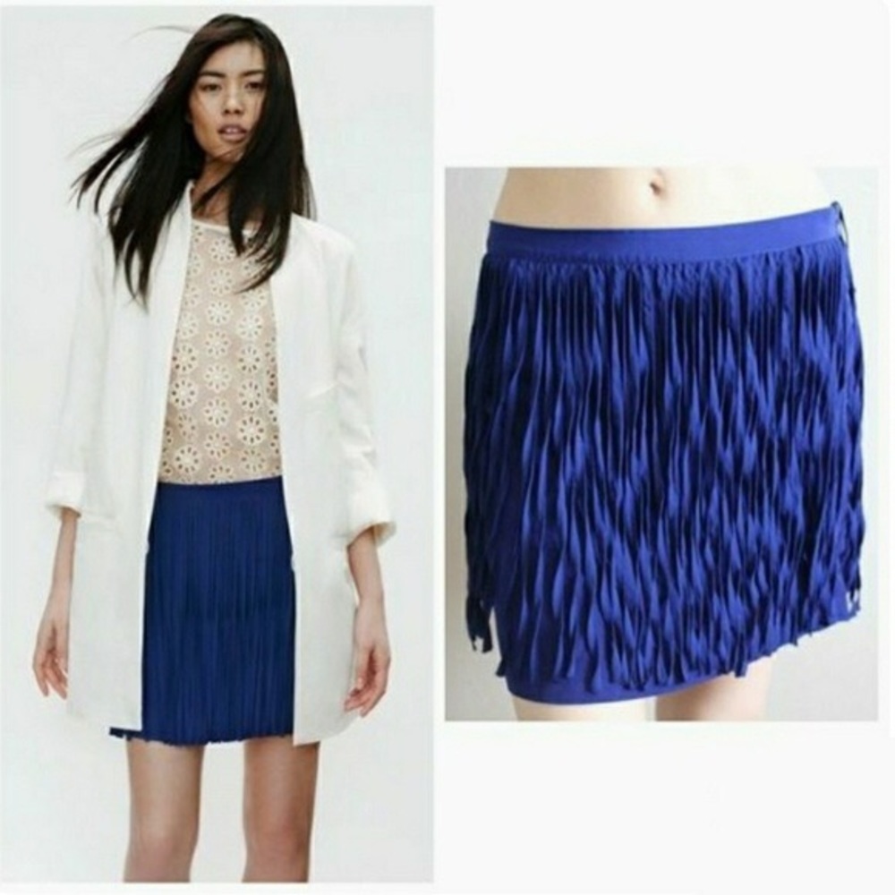 Zara Cobalt Blue Fringe Skirt